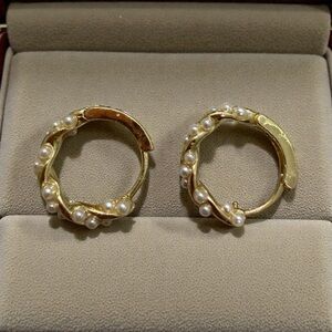 Elegant Gold Pearl Hoop Earrings